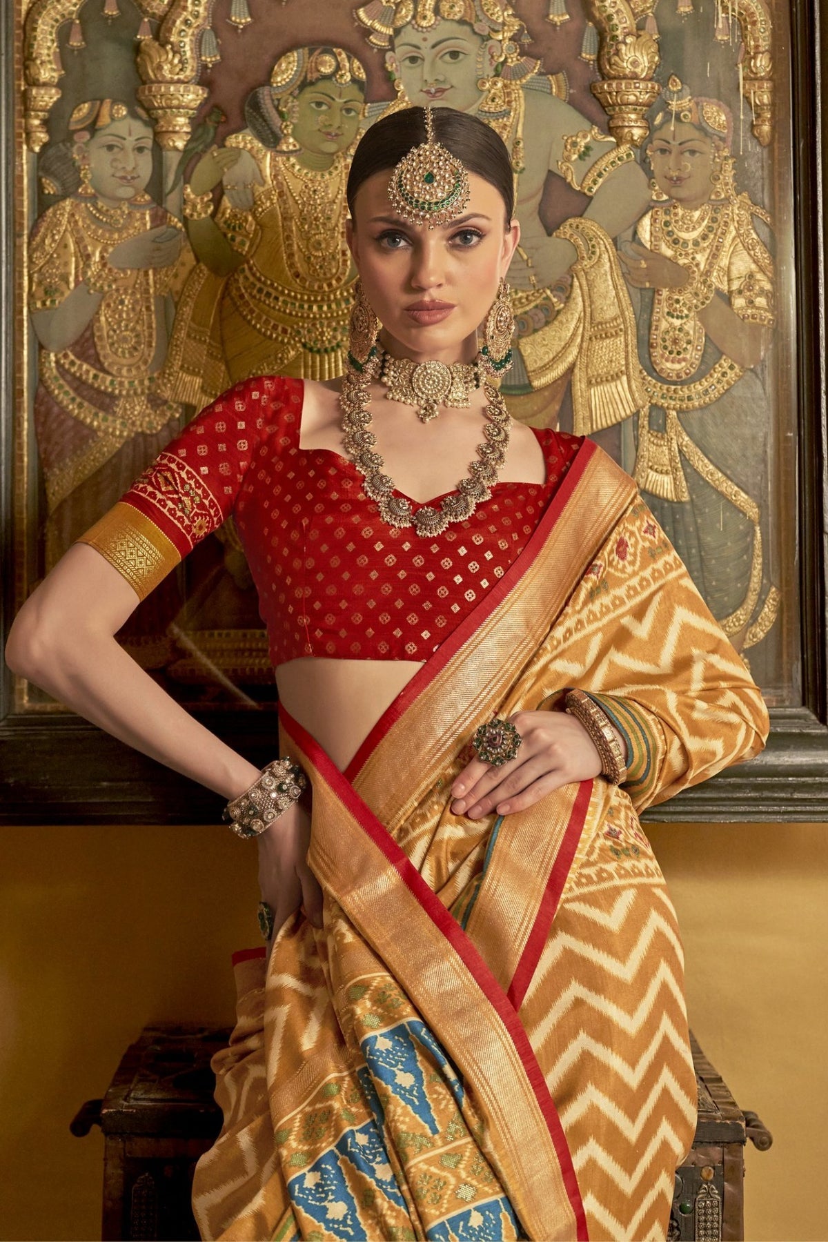 Aztec Yellow Ikat Patola Saree