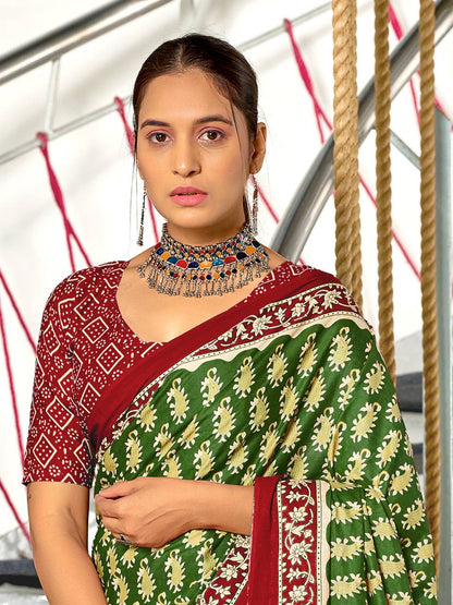 Green and Maroon Patola Saree