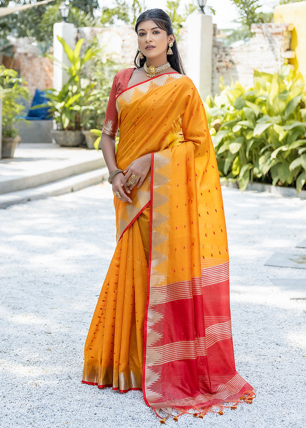 Yellow Zari Woven Banarasi Raw Silk Saree