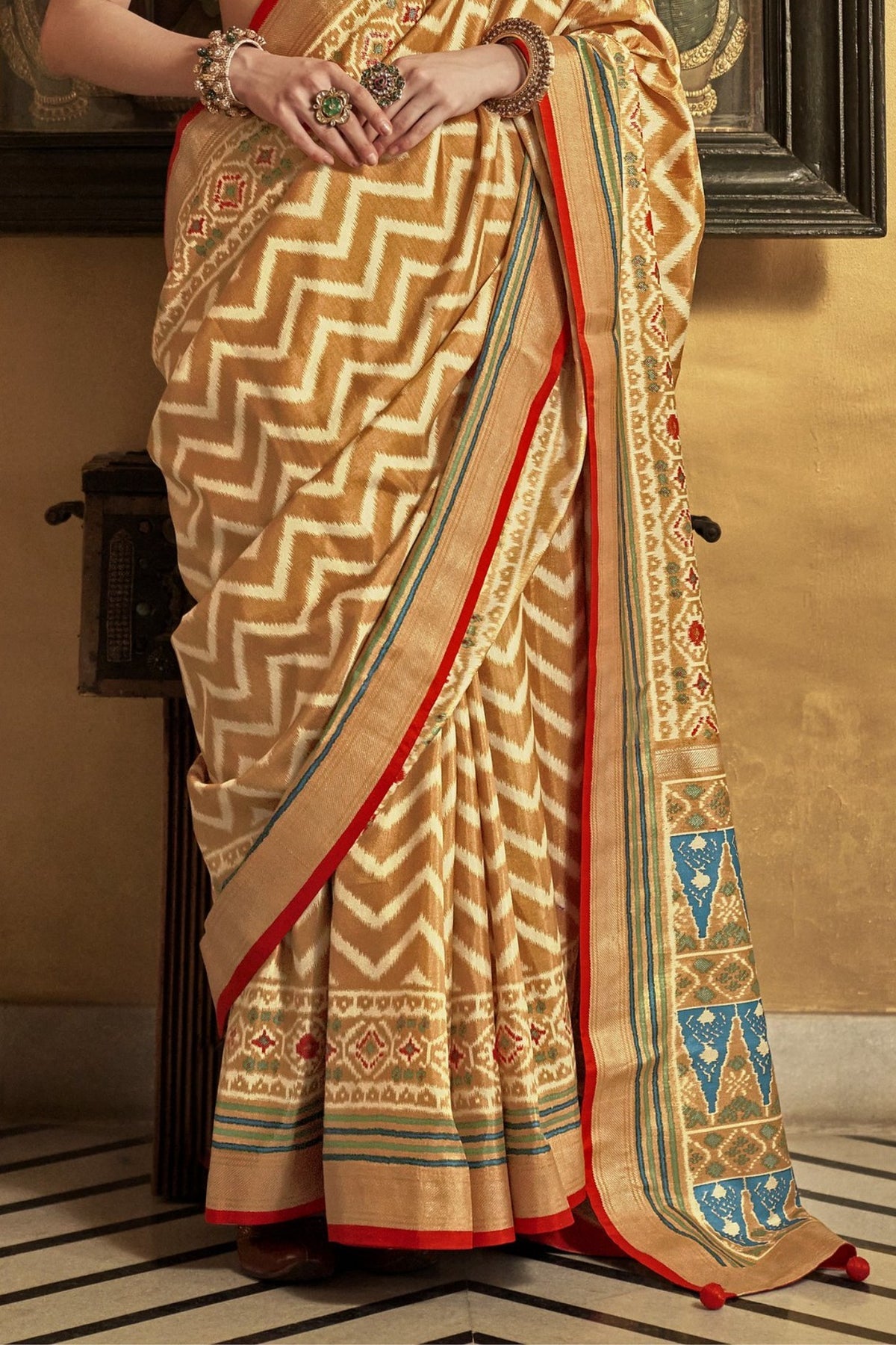 Aztec Yellow Ikat Patola Saree