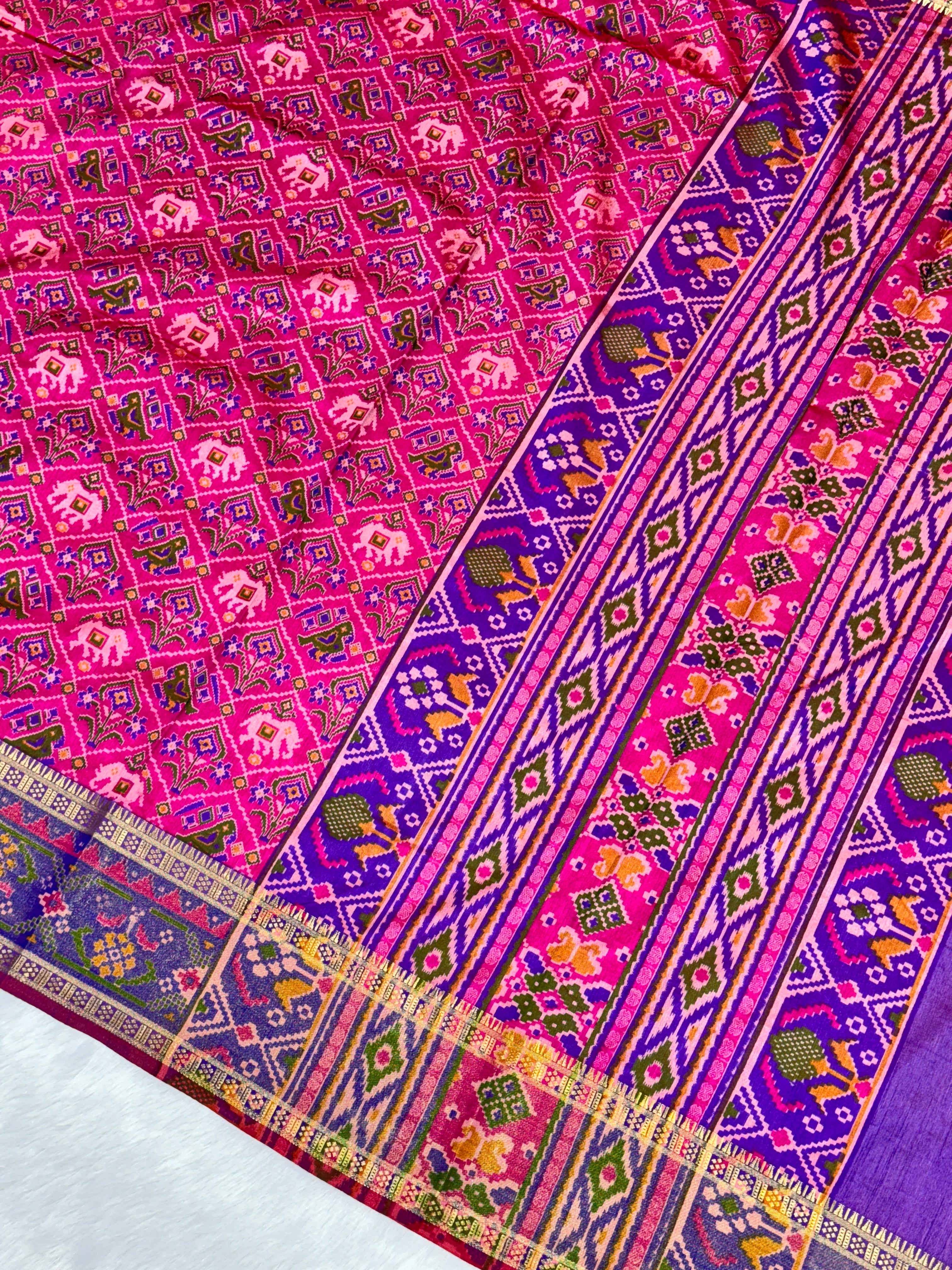 Magenta Pink Patola Silk Saree