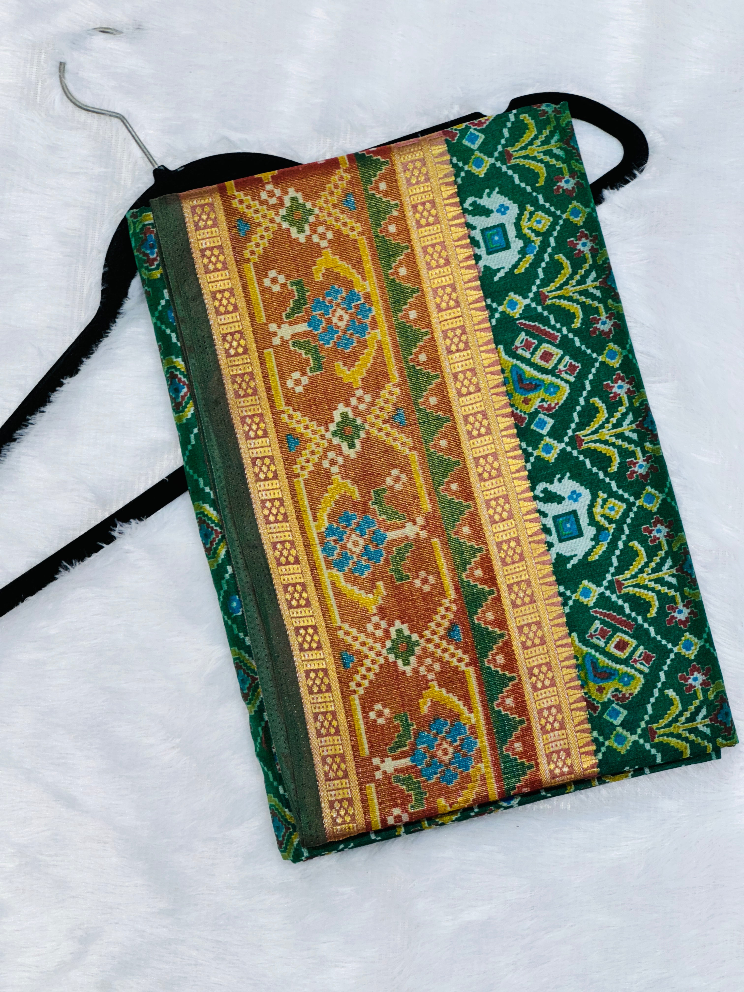 Emerald Green Patola Silk Saree
