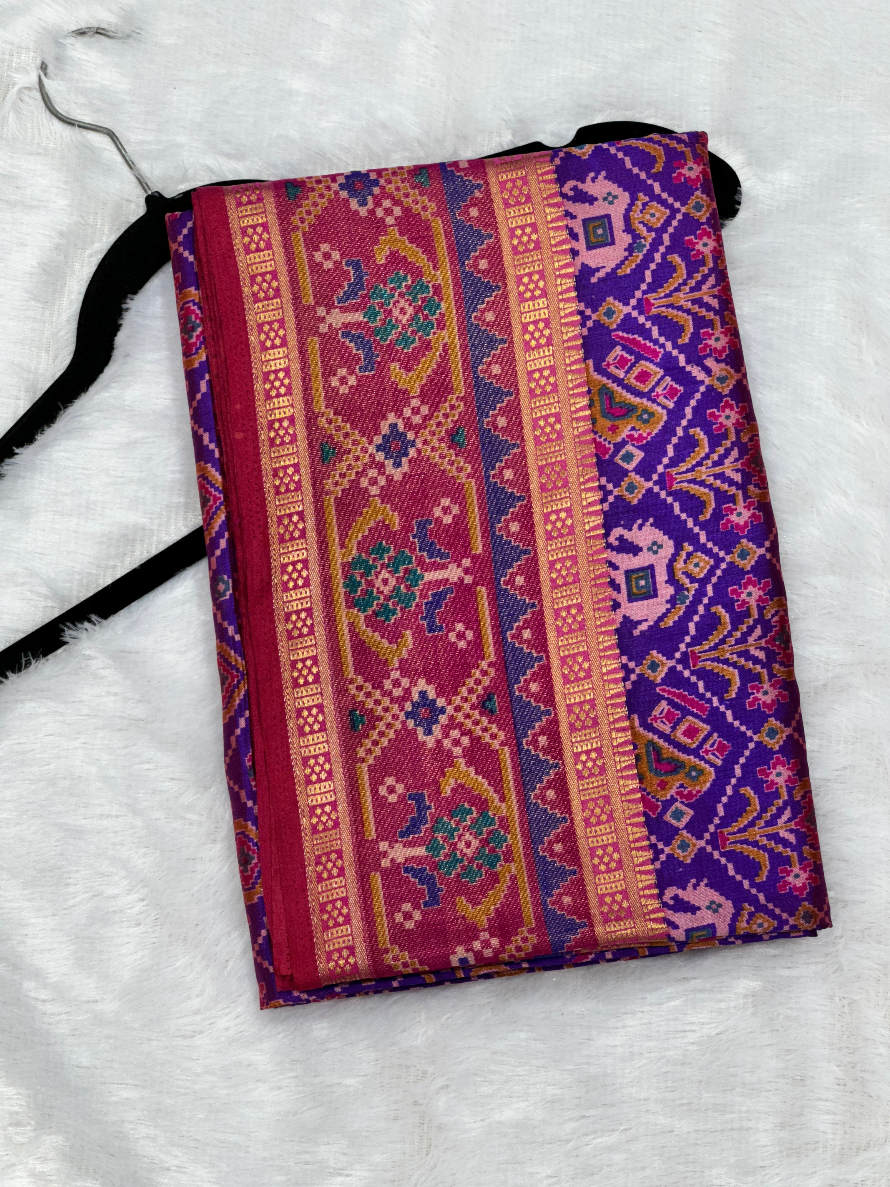 Purple Semi Silk Patola Saree
