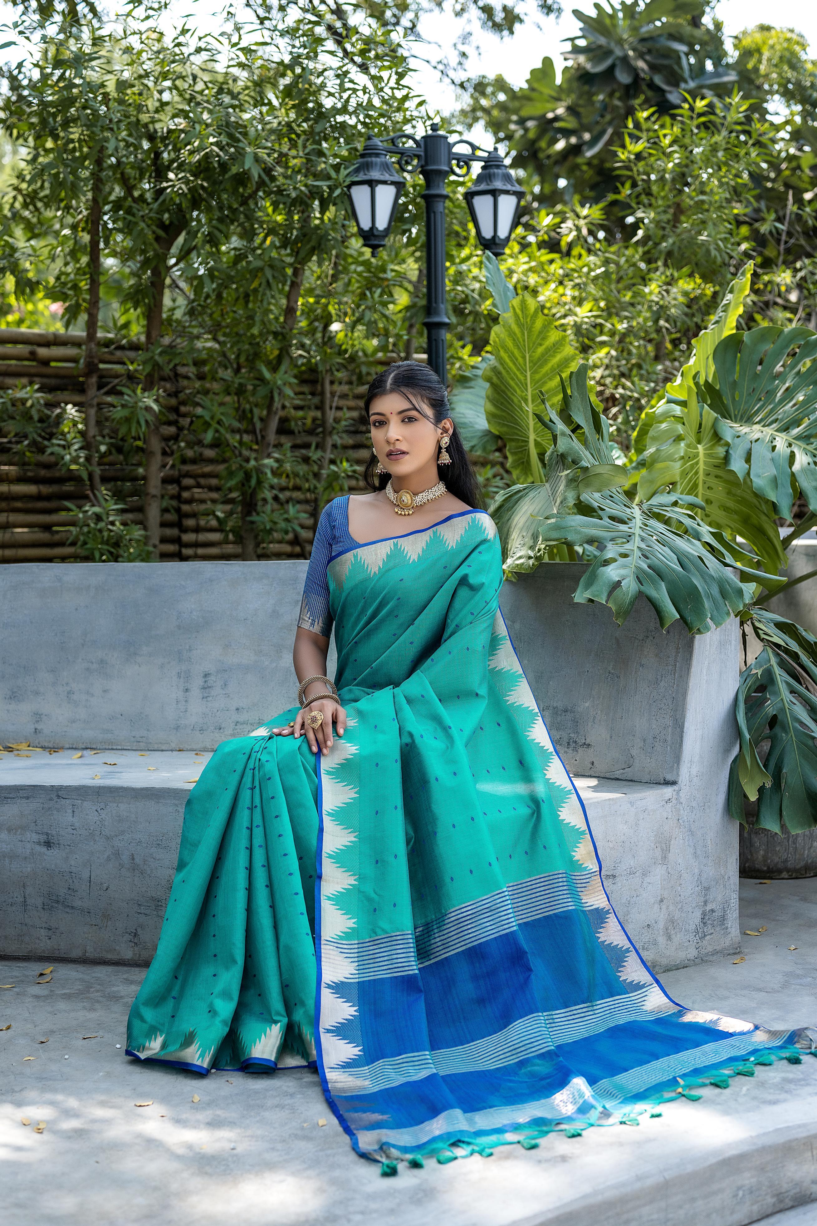 Blue Zari Woven Banarasi Raw Silk Saree