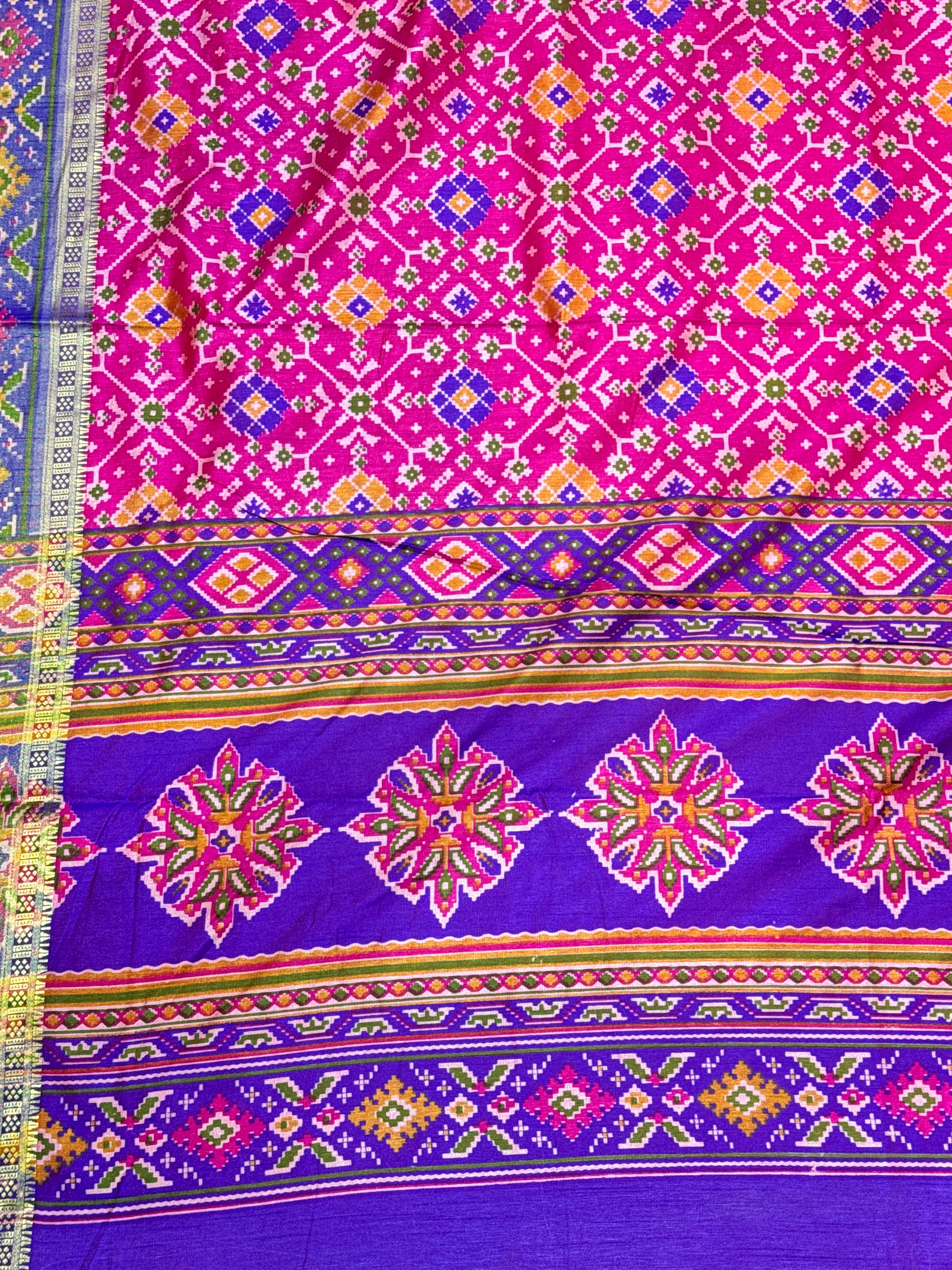 Rani Pink Patola Silk Saree MSM1003