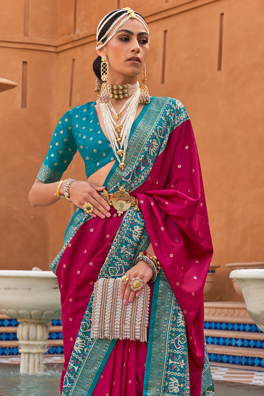 Rani Pink Handwoven Patola Silk Saree
