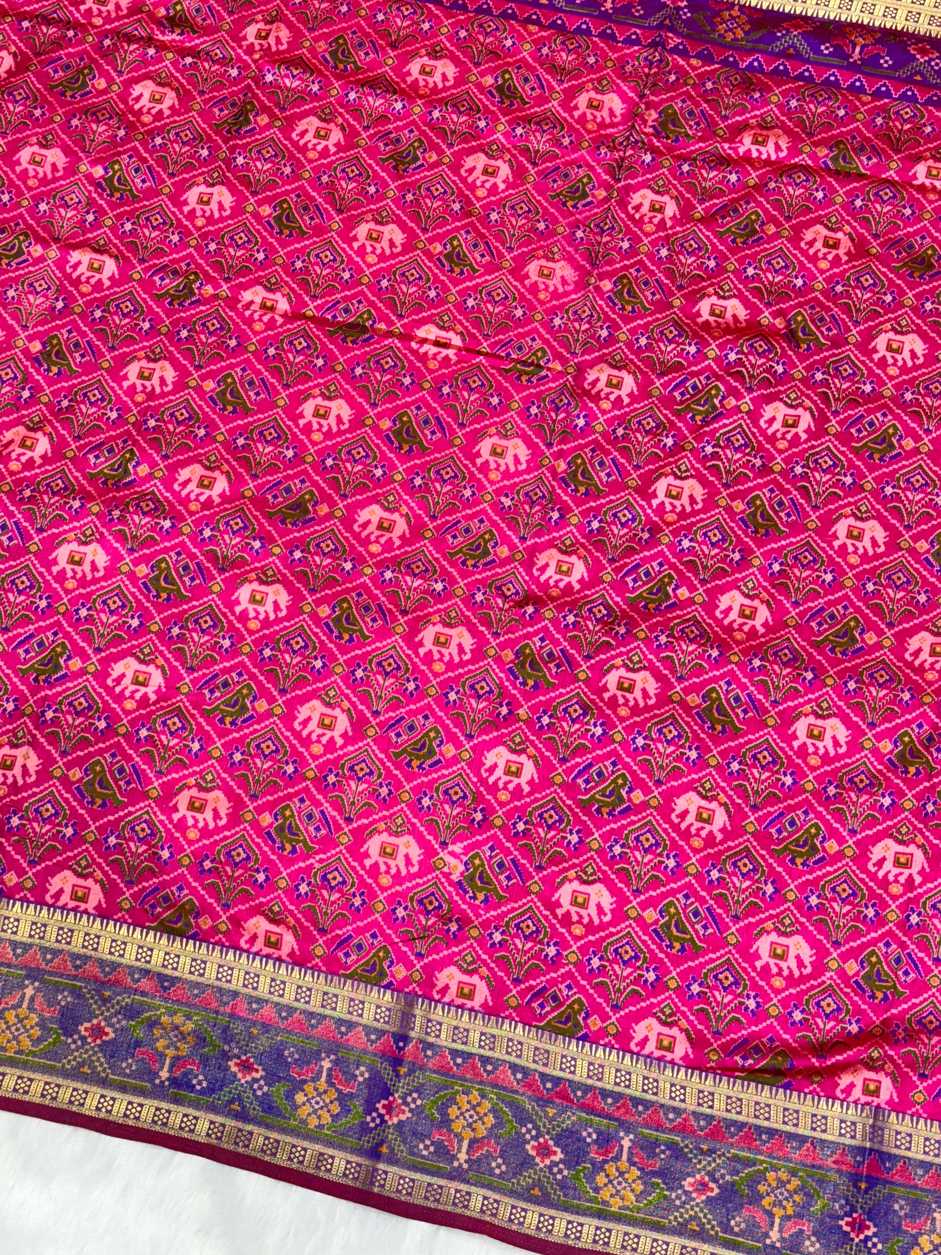 Magenta Pink Patola Silk Saree