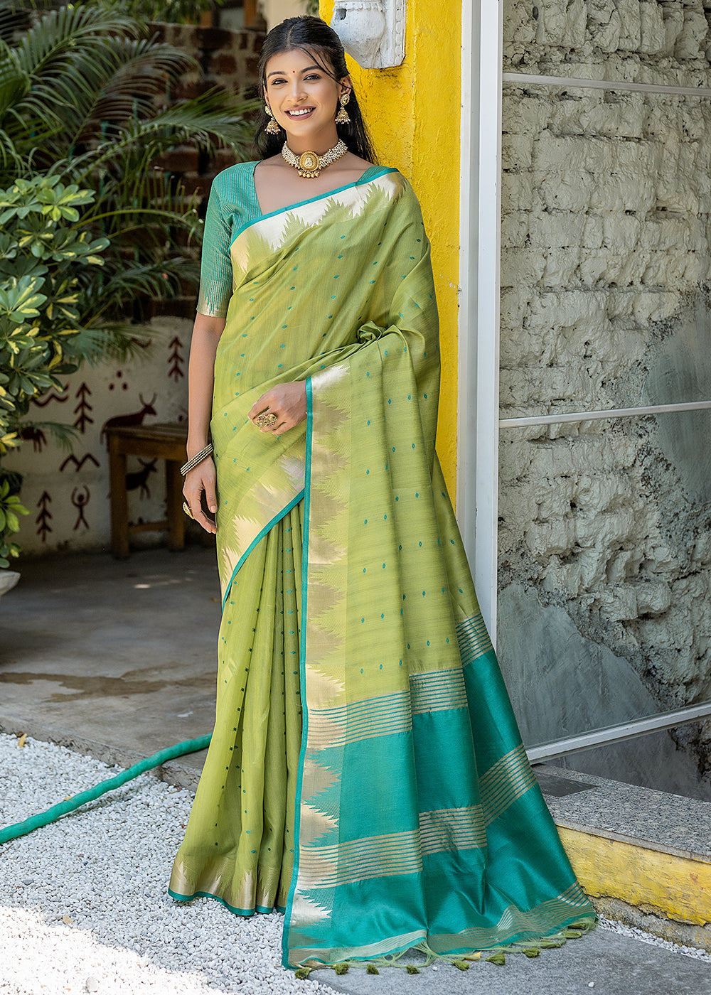 Green Zari Woven Banarasi Raw Silk Saree