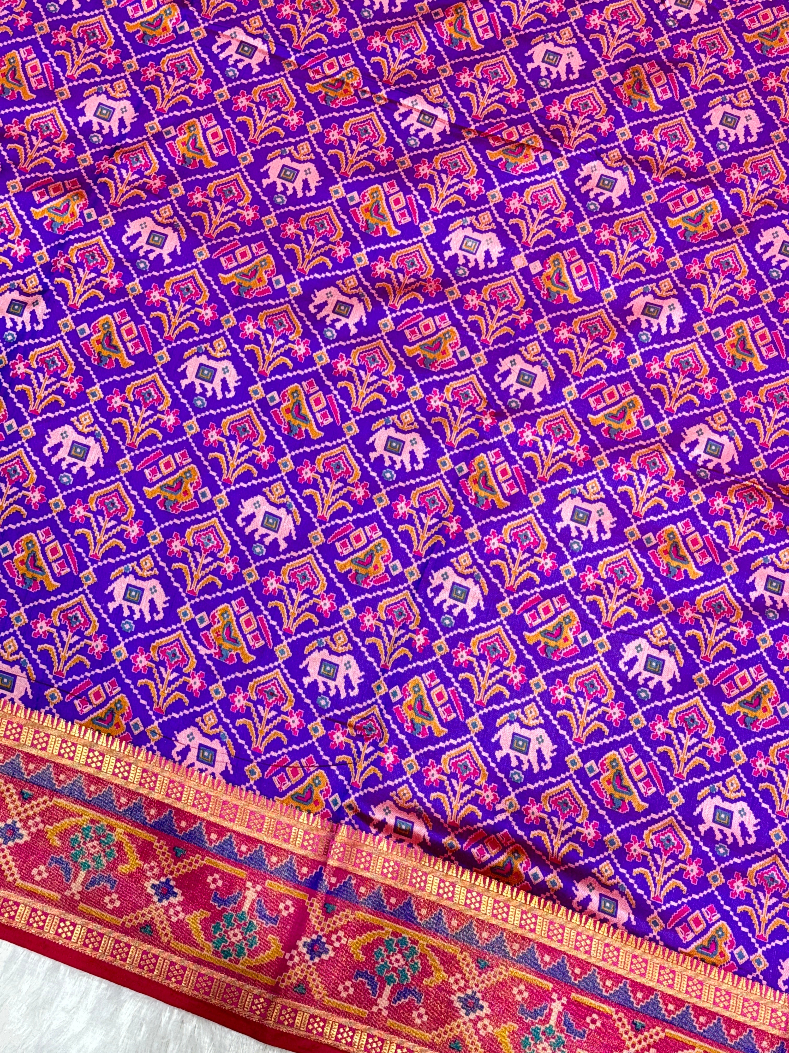 Purple Semi Silk Patola Saree
