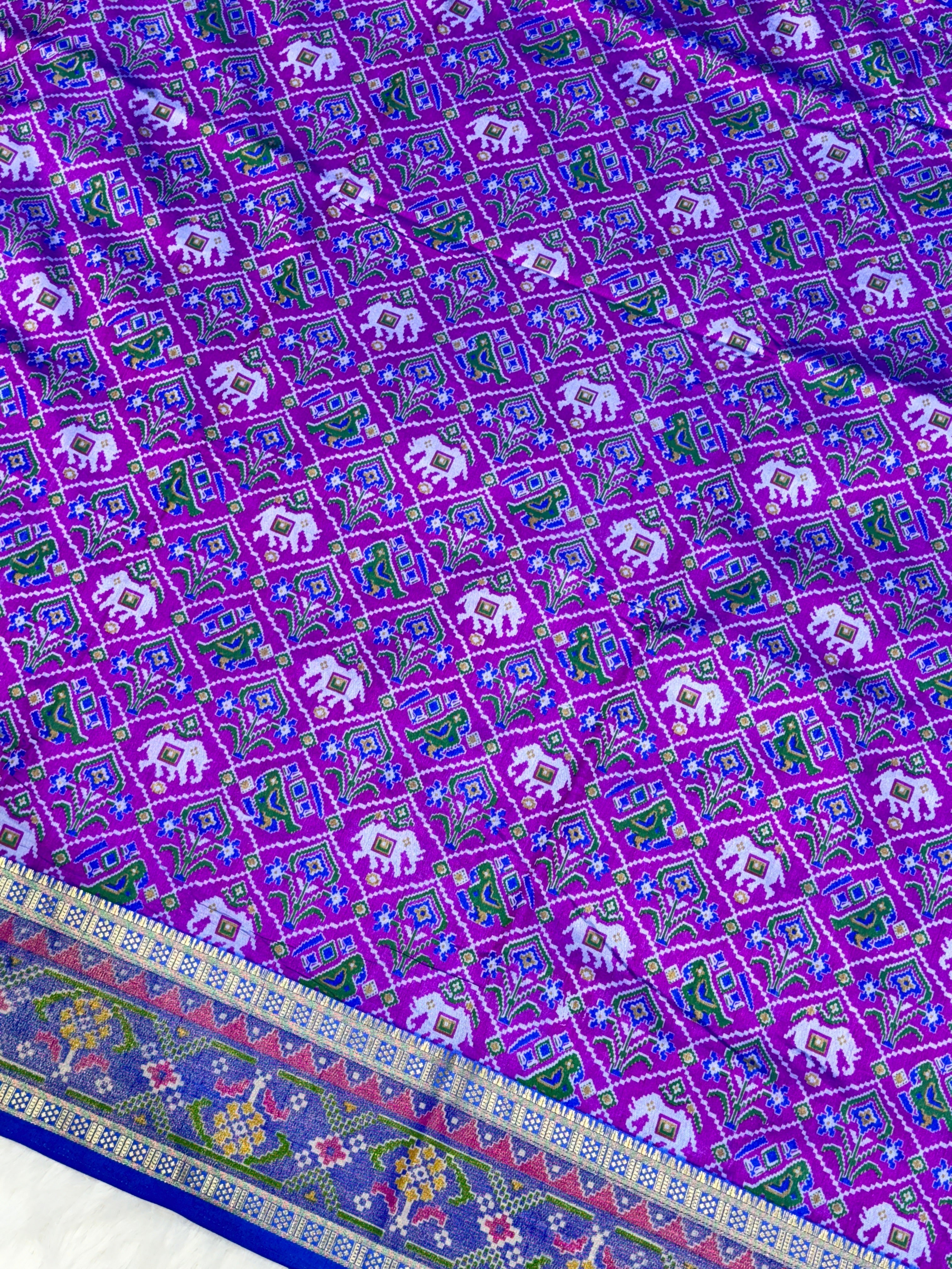Blue and Rani Pink Patola Saree