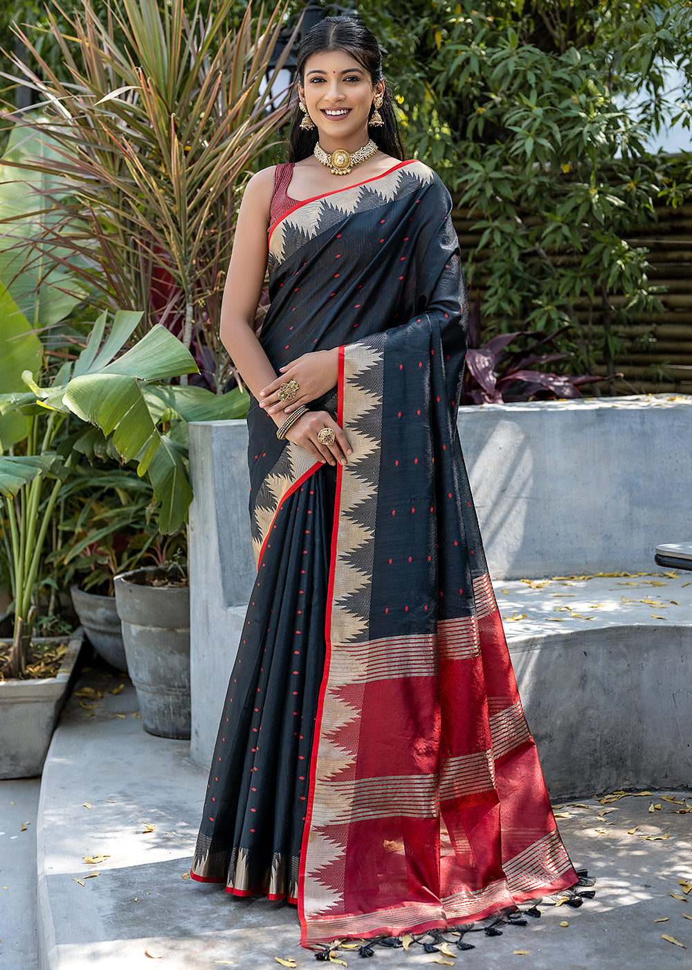 Black Zari Woven Banarasi Raw Silk Saree