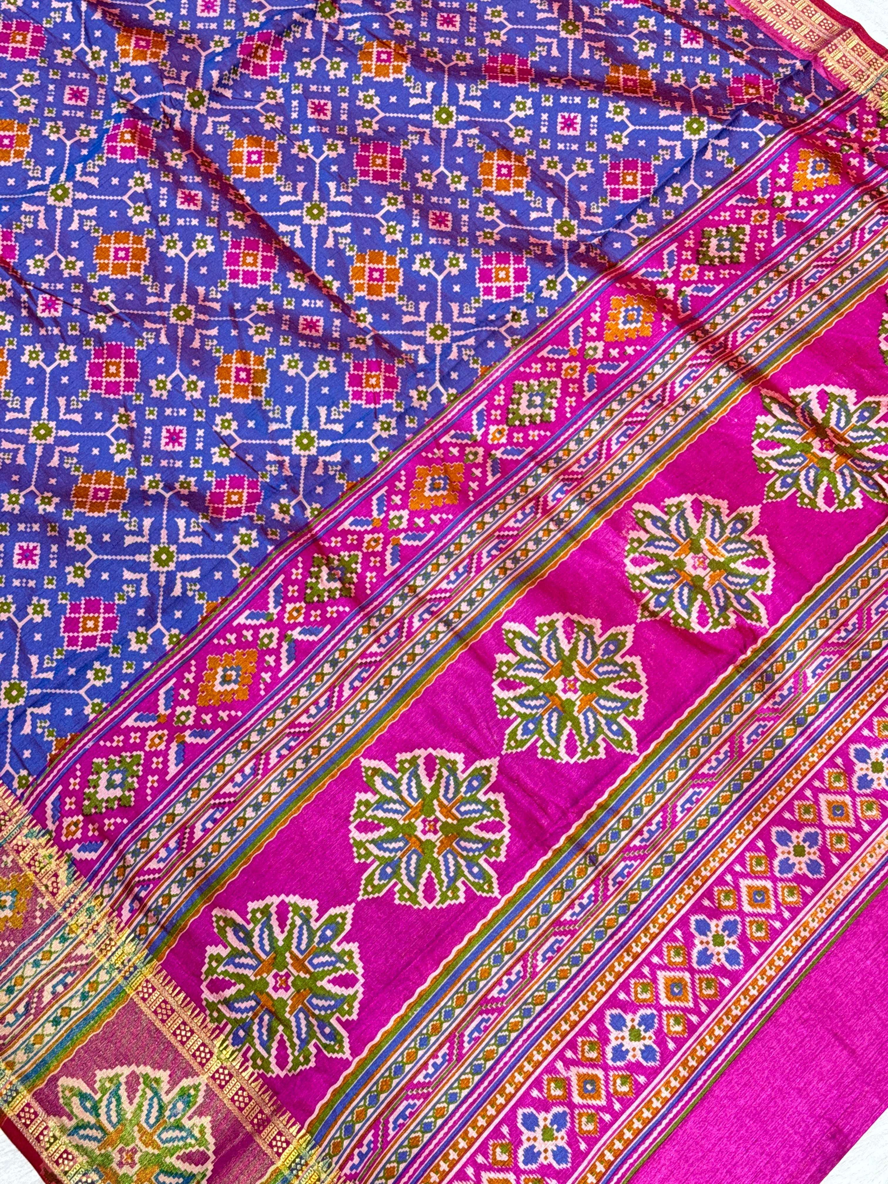 Navy Blue Patola Silk Saree MSM1004