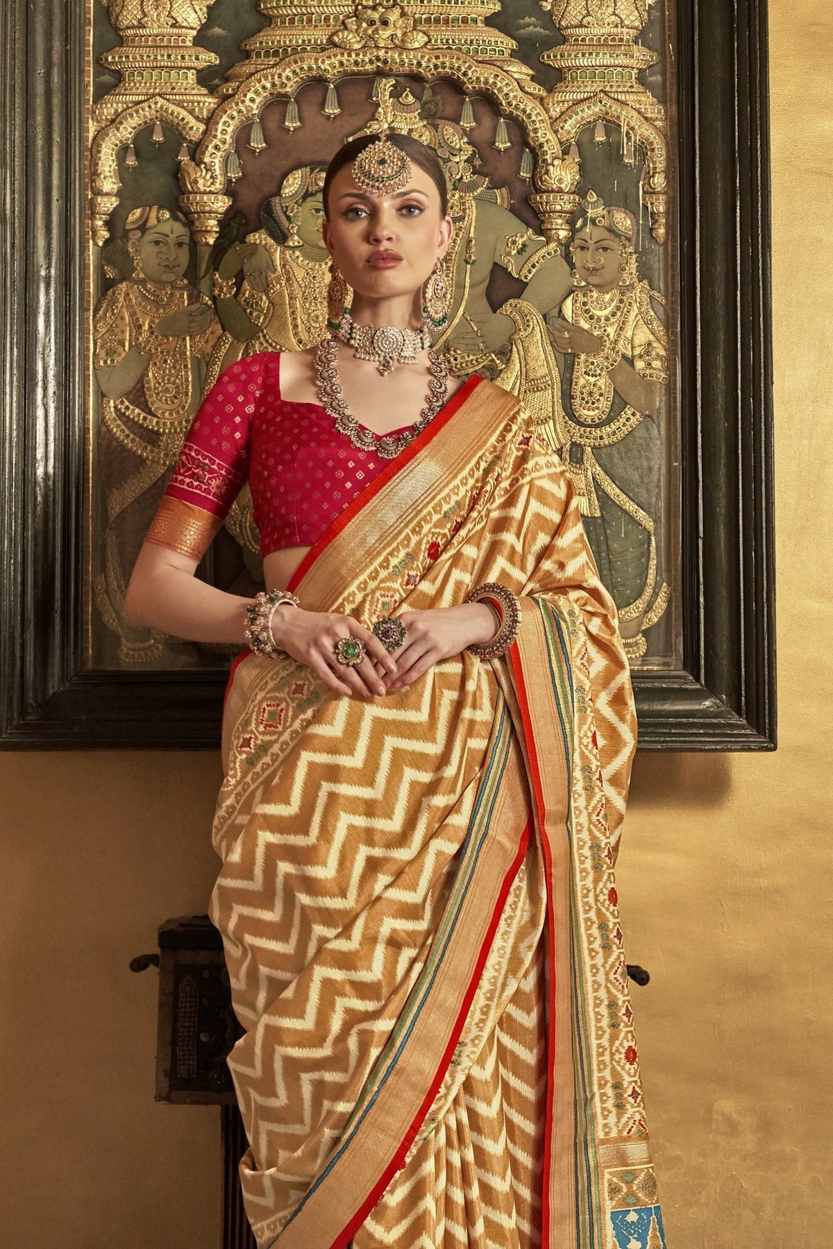 Aztec Yellow Ikat Patola Saree