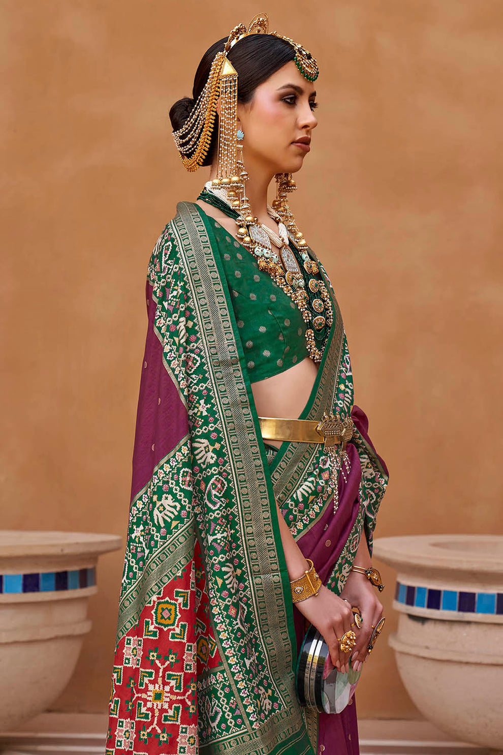 Deep Wine Handwoven Patola Silk Saree