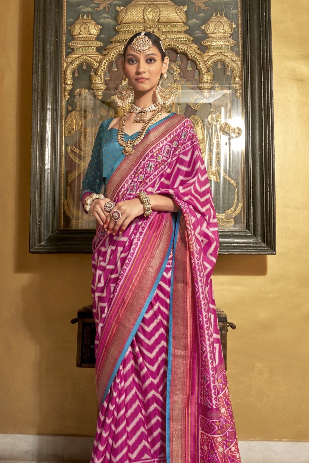 Radiant Pink Ikat Patola Saree