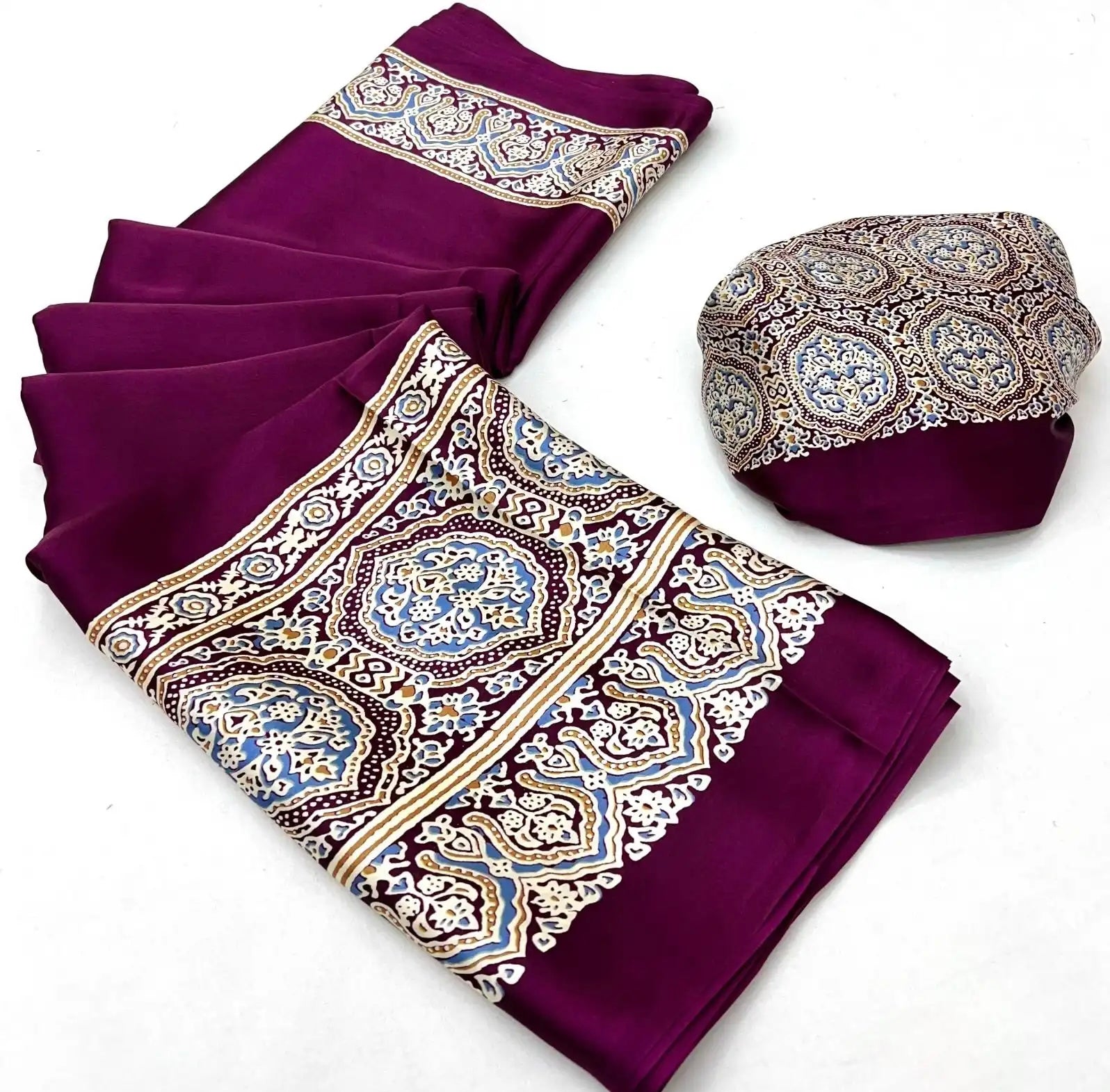 Royal Purple Ajrakh Gala Border Saree