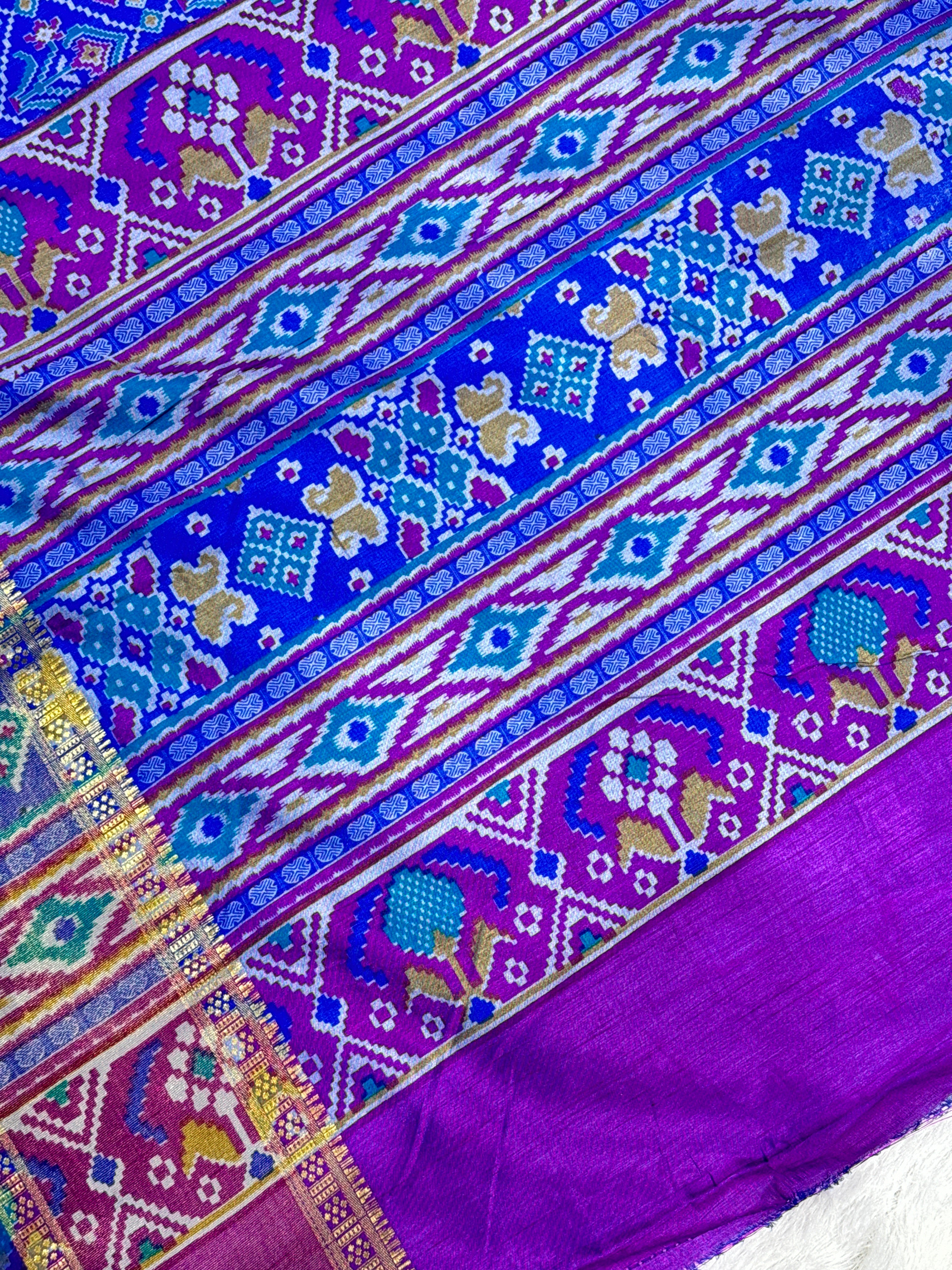 Blue & Magenta Patola Silk Saree