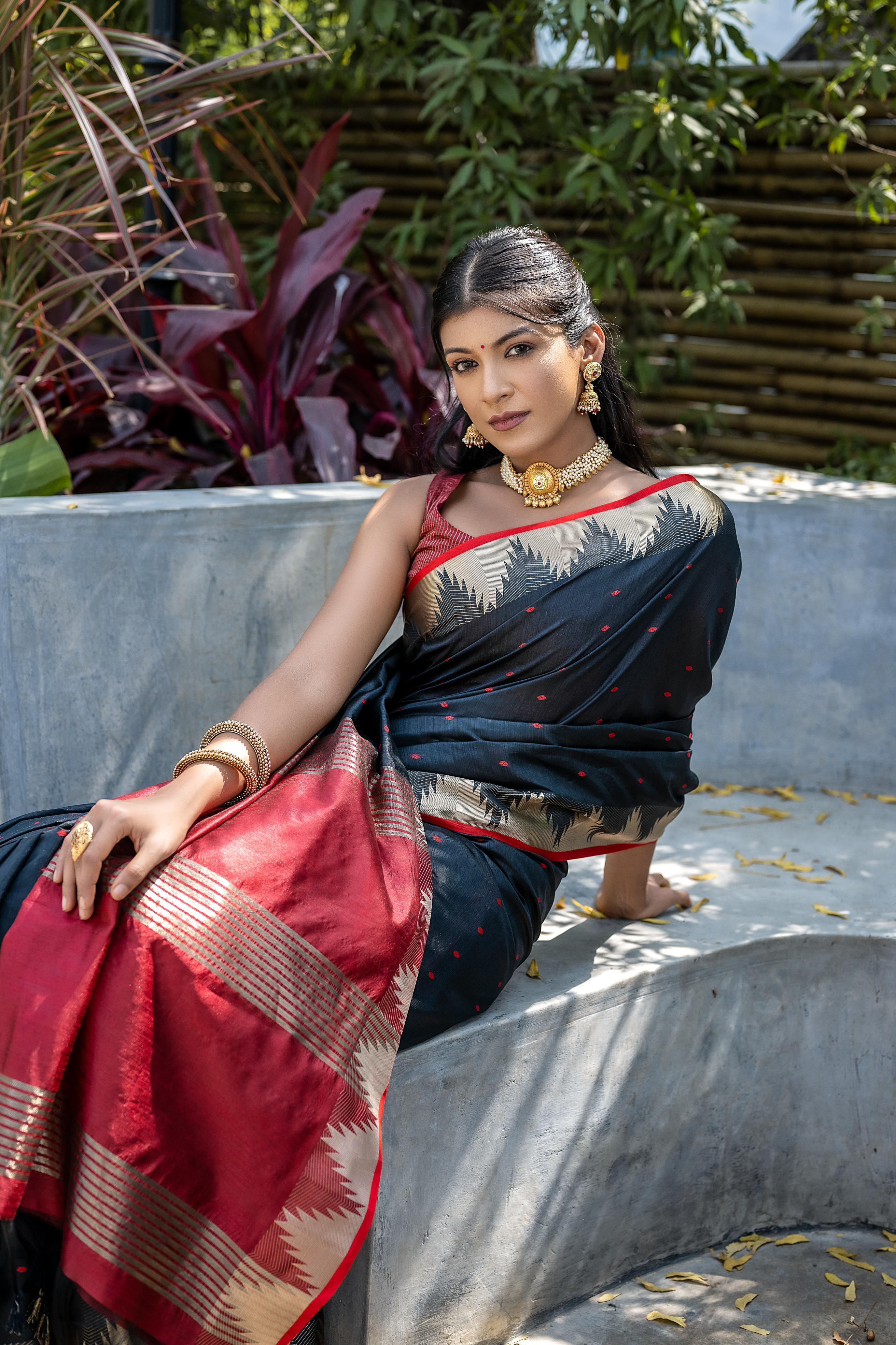 Black Zari Woven Banarasi Raw Silk Saree