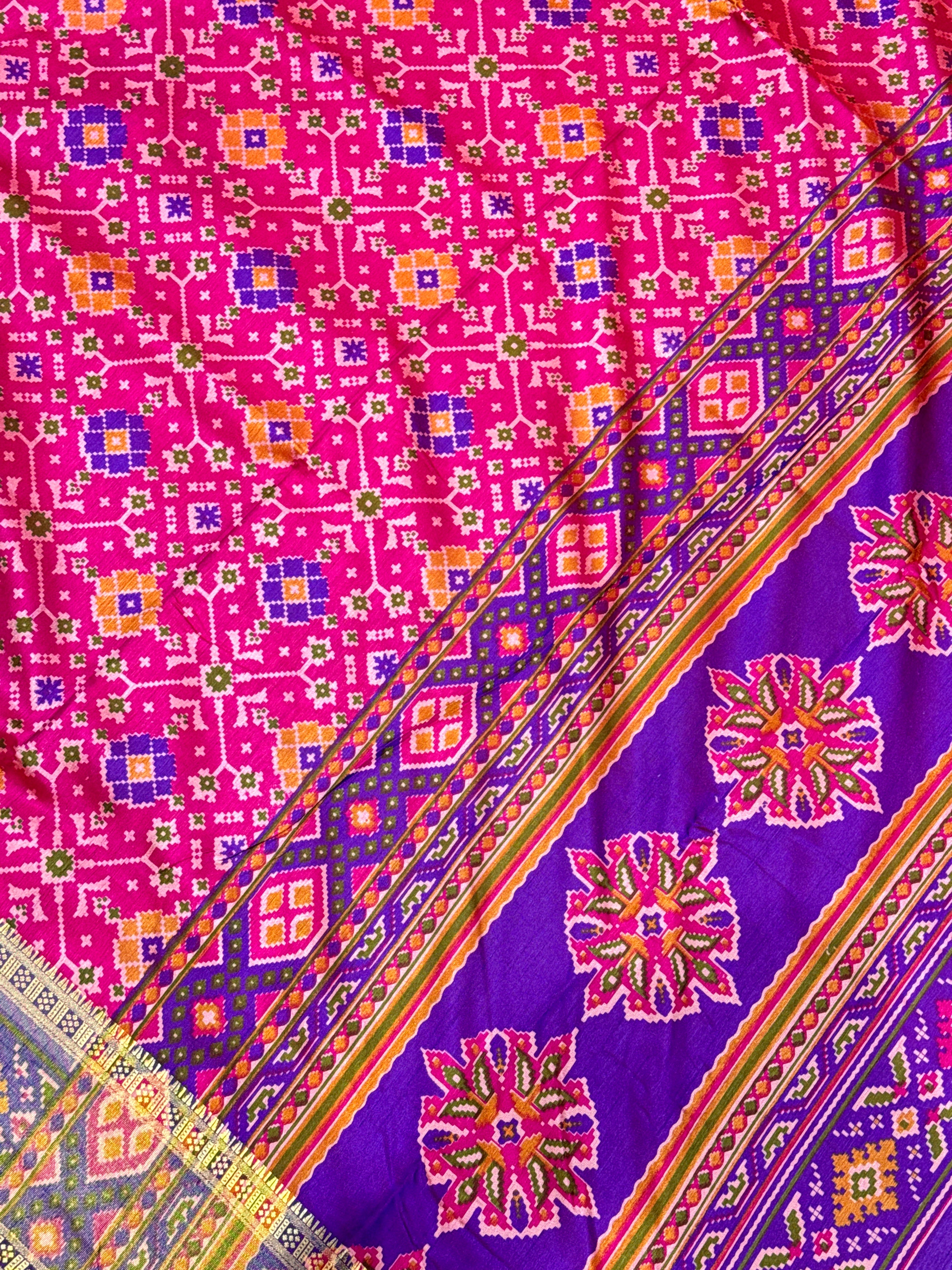 Rani Pink Patola Silk Saree MSM1003