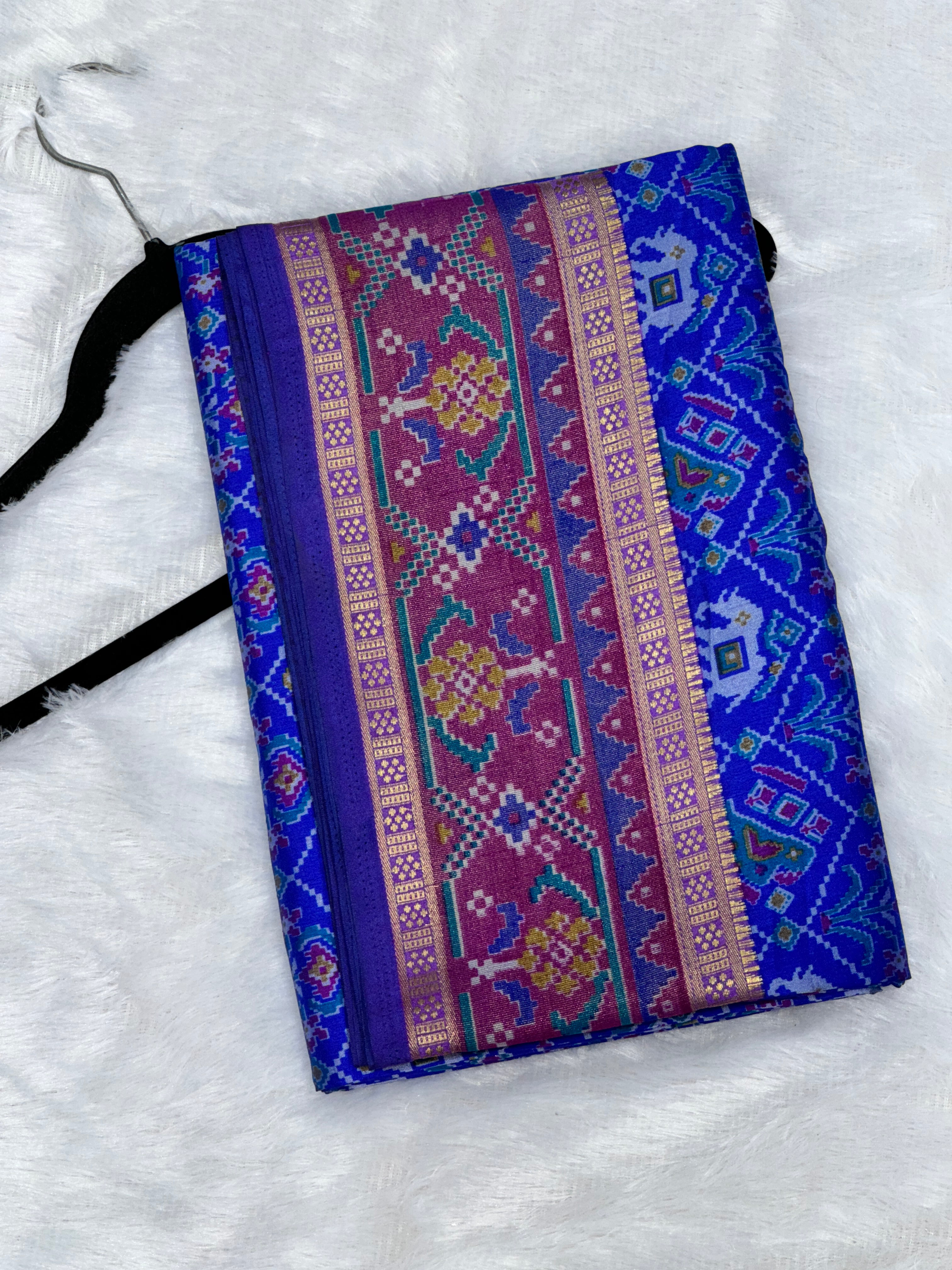 Blue & Magenta Patola Silk Saree