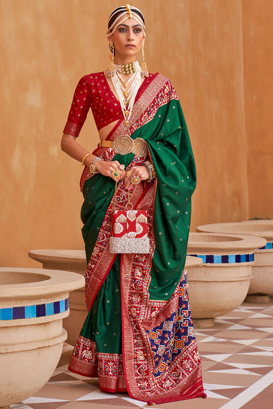 Emerald Green Handwoven Patola Silk Saree