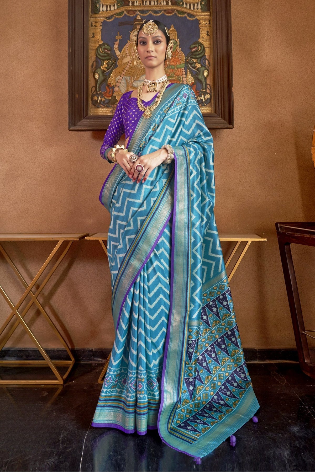 Timeless Blue Ikat Patola Saree