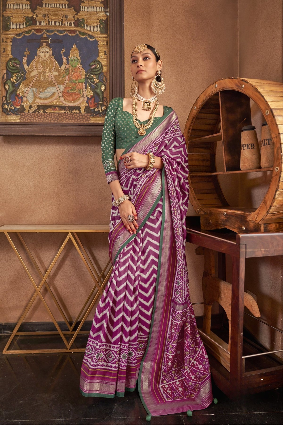 Elegant Purple Ikat Patola Saree