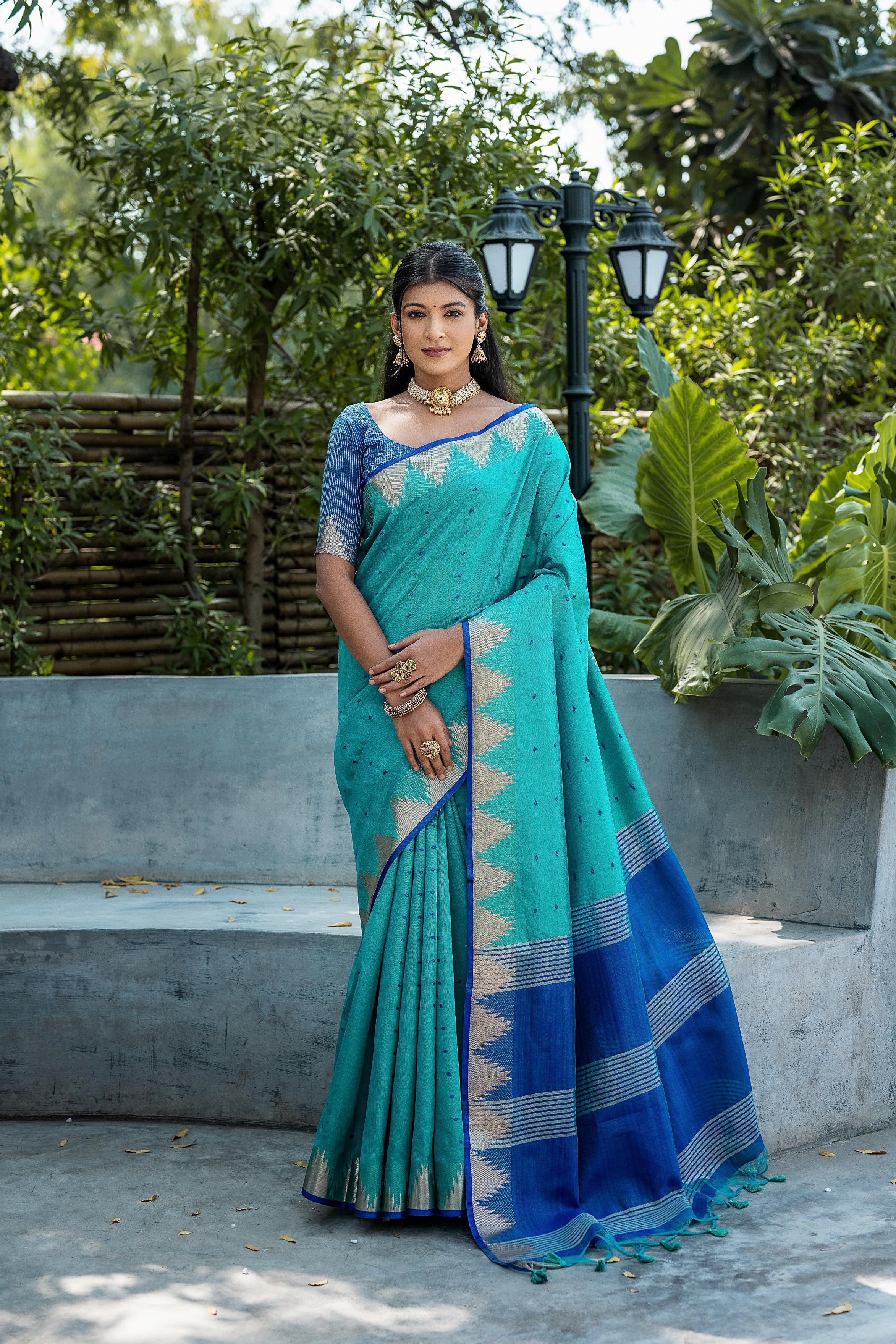 Blue Zari Woven Banarasi Raw Silk Saree
