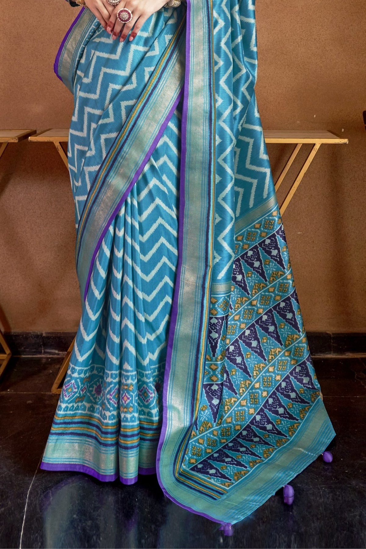 Timeless Blue Ikat Patola Saree