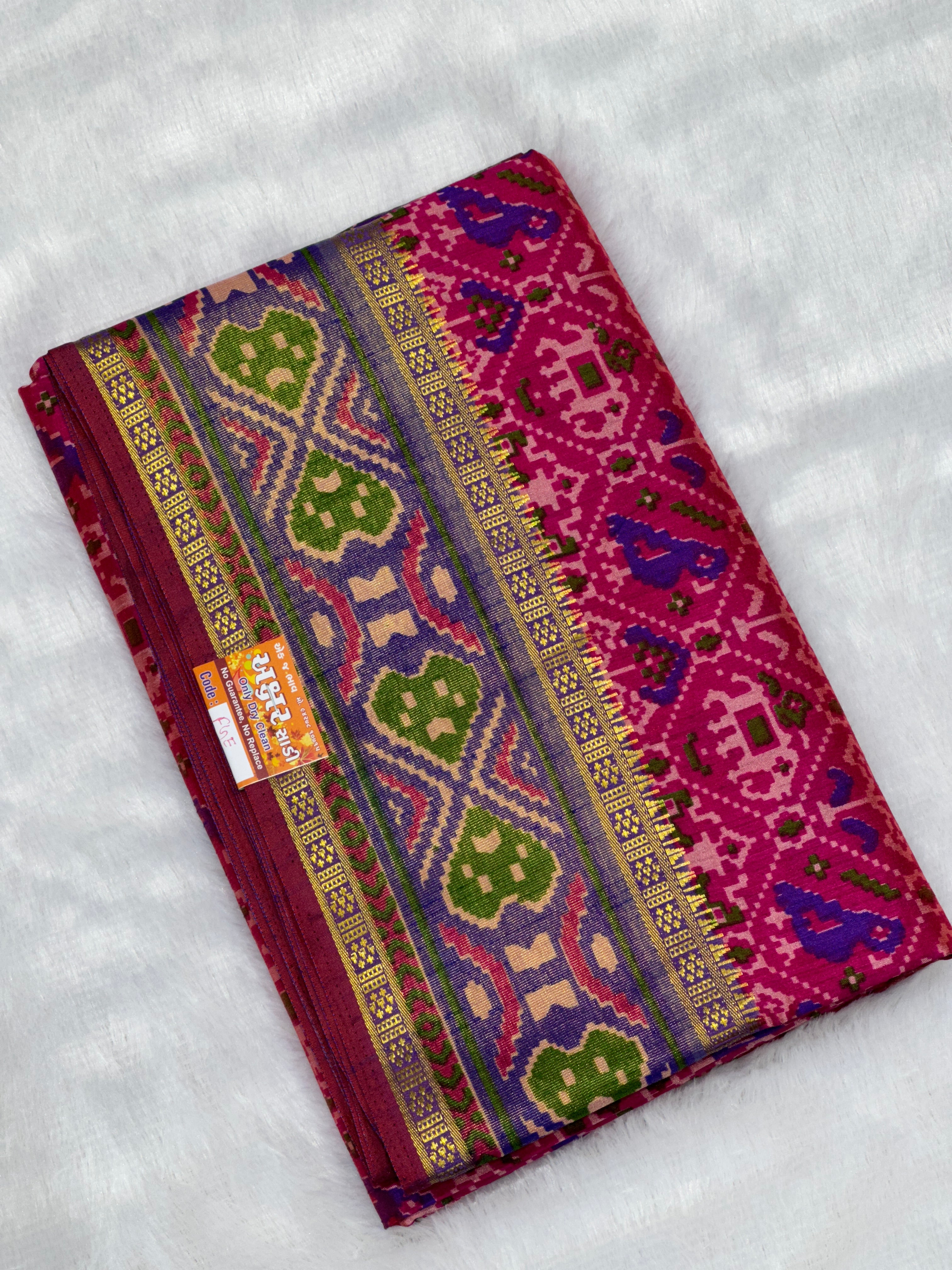 Magenta Pink Patola Silk Saree