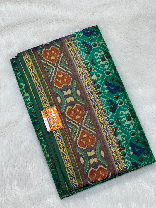 Green and Blue Patola Silk Saree