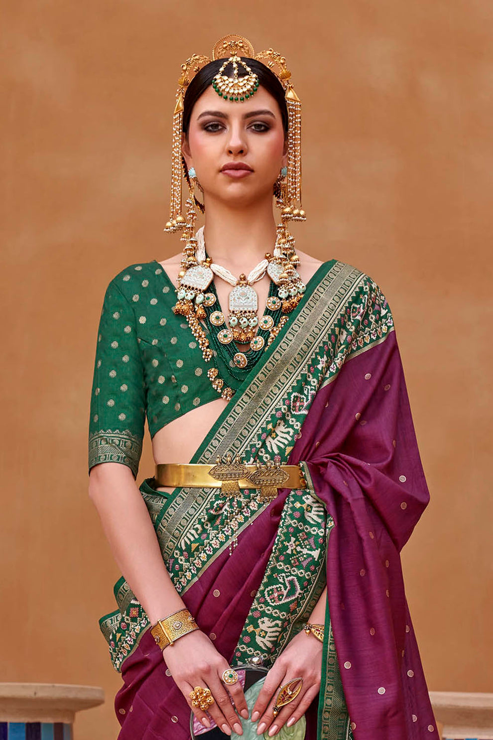 Deep Wine Handwoven Patola Silk Saree
