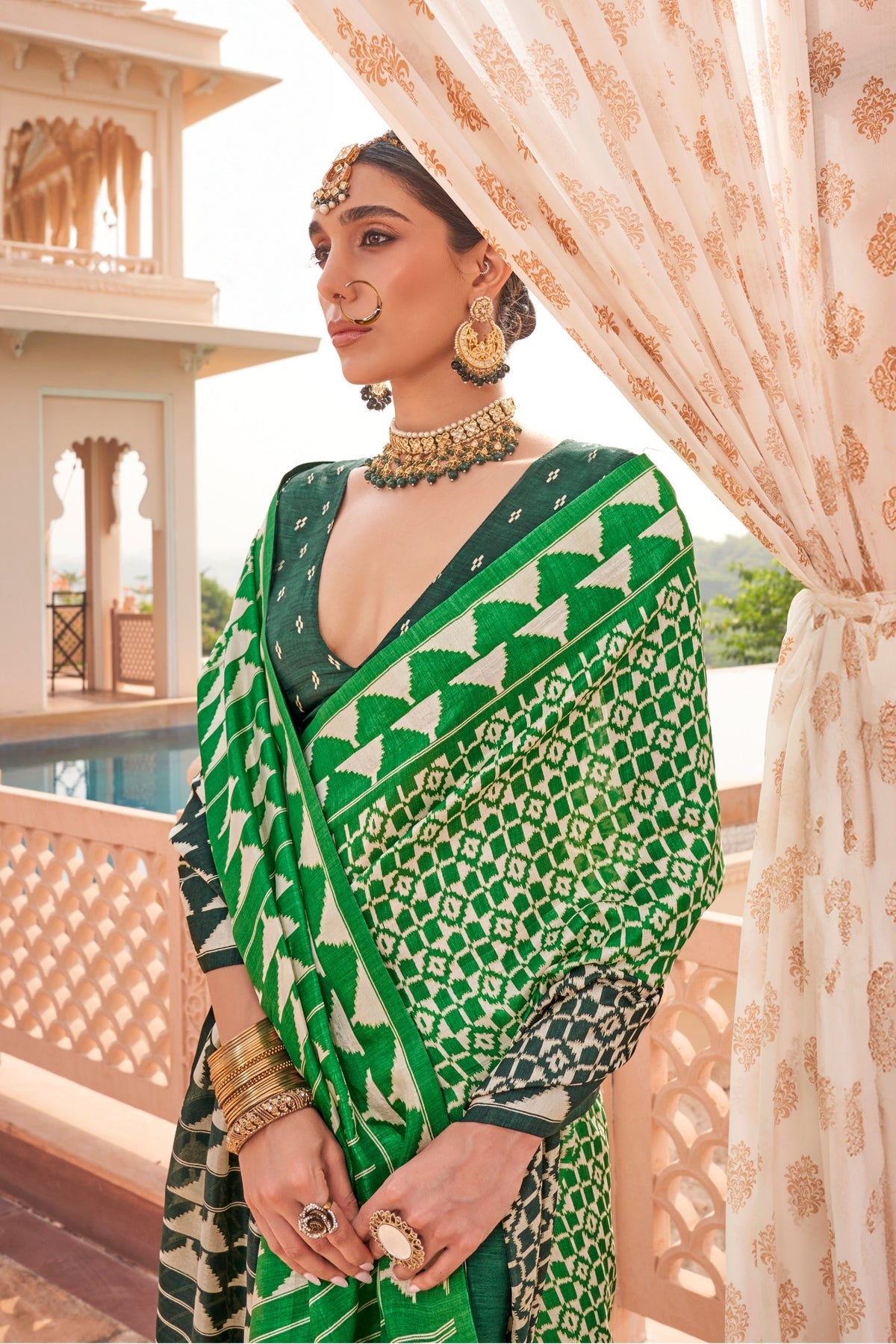 Green Silk Ikkat Patola Saree