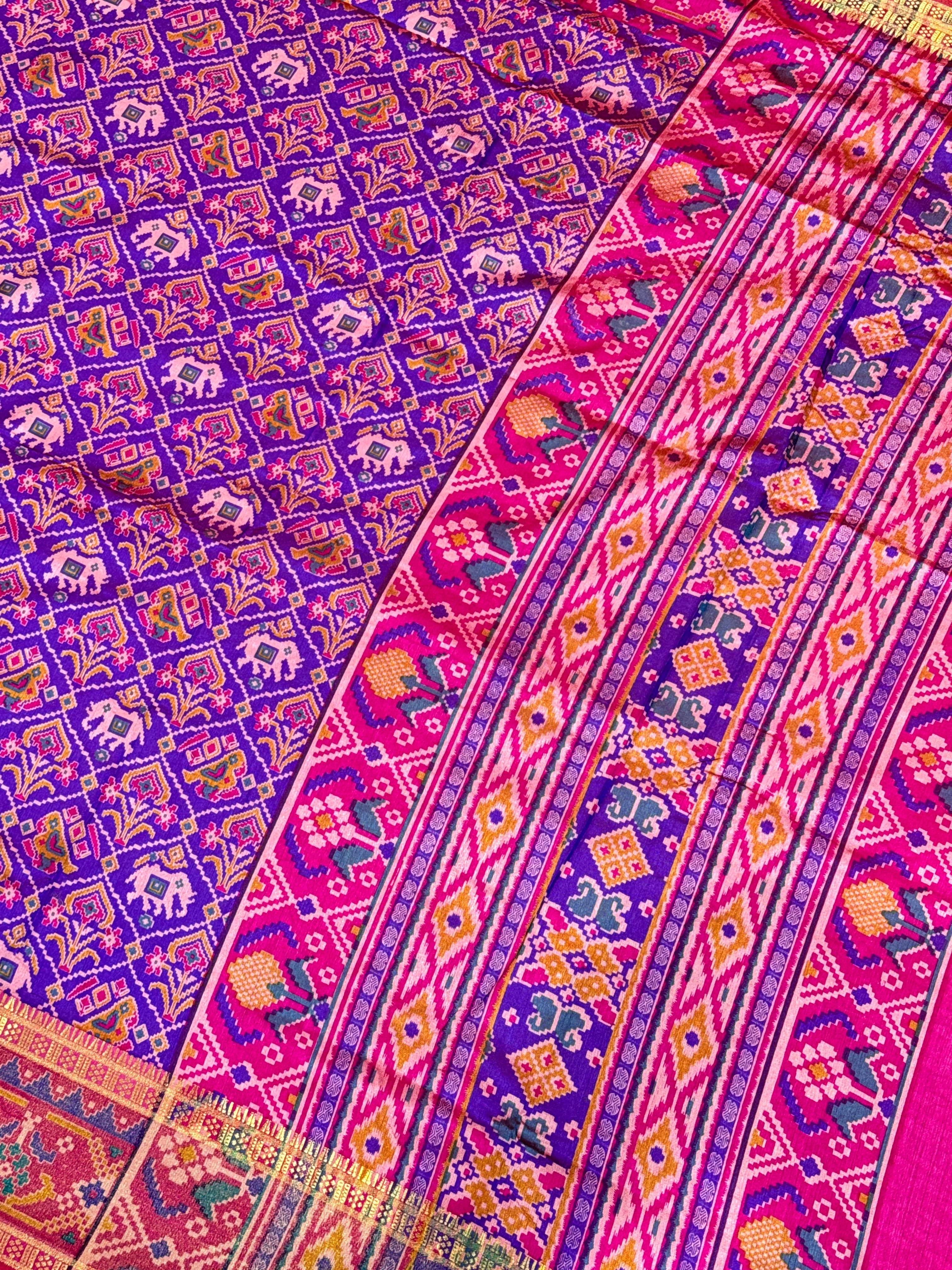 Purple Semi Silk Patola Saree