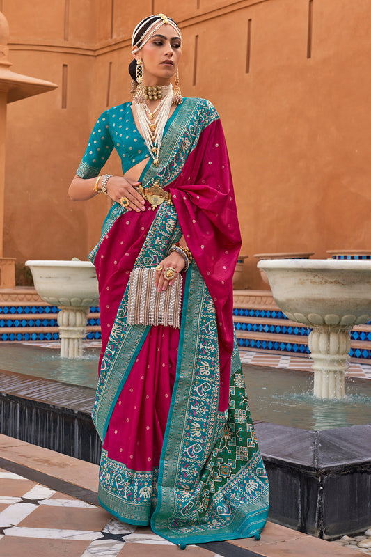 Rani Pink Handwoven Patola Silk Saree
